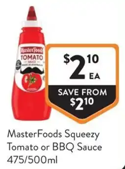 Foodworks MasterFoods Squeezzy Tomato Sauce offer