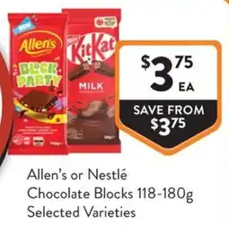 Foodworks Allen's or Nestlé Chocolate Blocks offer