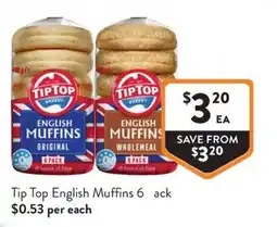Foodworks Tip Top English Muffins offer