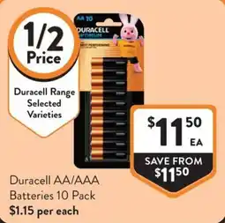 Foodworks Duracell AA/AAA Batteries offer
