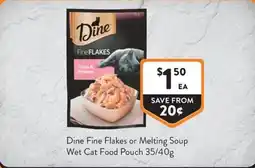 Foodworks Dine Fine Flakes Wet Cat Food Pouch offer