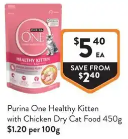 Foodworks Purina One Healthy Kitten with Chicken Dry Cat Food offer