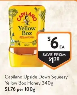 Foodworks Capilano Upside Down Squeezy Yellow Box Honey offer