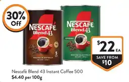 Foodworks Nescafe Blend 43 Instant Coffee offer