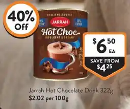 Foodworks Jarrah Hot Chocolate Drink offer