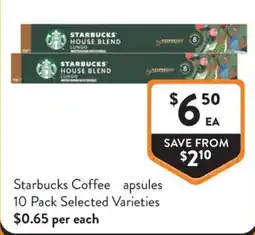 Foodworks Starbucks Coffee Capsules offer