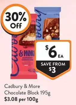 Foodworks Cadbury & More Chocolate Block offer