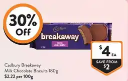 Foodworks Cadbury Breakaway Milk Chocolate Biscuits offer