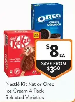 Foodworks Nestlé Kit Kat or Oreo Ice Cream 4 Pack offer