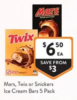 Foodworks Mars, Twix or Snickers Ice Cream Bars offer