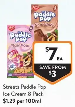 Foodworks Streets Paddle Pop Ice Cream 8 Pack offer