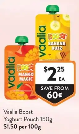 Foodworks Vaalia Boost Yoghurt Pouch offer