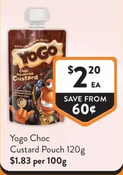 Foodworks Yogo Choc Custard Pouch offer