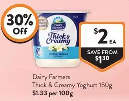 Foodworks Dairy Farmers Thick & Creamy Yoghurt offer