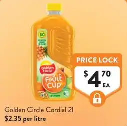 Foodworks Golden Circle Cordial 2l offer