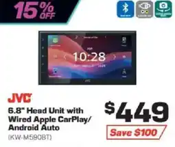 Repco JVC 6.8" Head Unit with Wired Apple CarPlay/ Android Auto offer