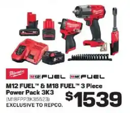Repco Milwaukee M12 FUEL & M18 FUEL 3 Piece Power Pack 3K3 offer