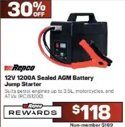 Repco Repco 12V 1200A Sealed AGM Battery Jump Starter offer