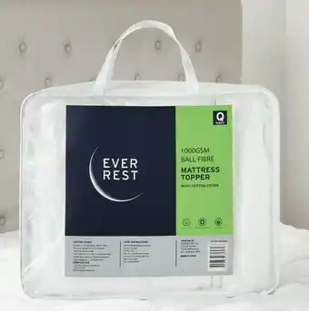 Spotlight 50% off Ever Rest 1000gsm Ball Fibre Mattress Topper with Cotton Cover offer