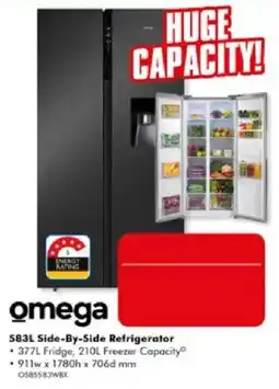 The Good Guys Omega 583L Side-By-Side Refrigerator offer