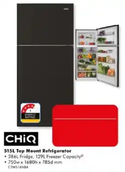 The Good Guys CHiQ 515L Top Mount Refrigerator offer