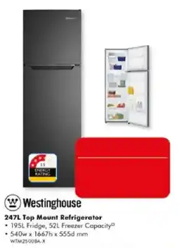 The Good Guys Westinghouse 247L Top Mount Refrigerator offer