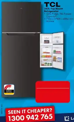 The Good Guys TCL 243L Top Mount Refrigerator offer