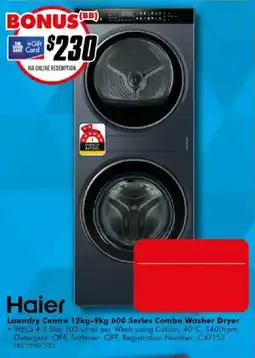 The Good Guys Haier Laundry Centre 12kg-9kg 600 Series Combo Washer Dryer offer