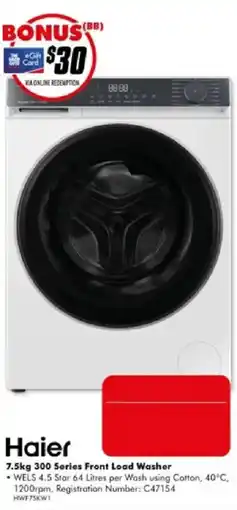 The Good Guys Haier 7.5kg 300 Series Front Load Washer offer