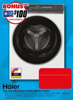 The Good Guys Haier 9kg-6kg 500 Series Combo Washer Dryer offer