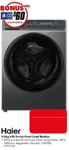 The Good Guys Haier 9.5kg 500 Series Front Load Washer offer