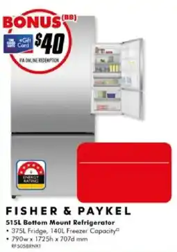 The Good Guys Fisher & Paykel 515L Bottom Mount Refrigerator offer