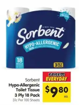 Spar Sorbent Hypo-Allergenic Toilet Tissue offer
