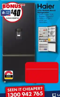 The Good Guys Haier 431L Bottom Mount Refrigerator offer