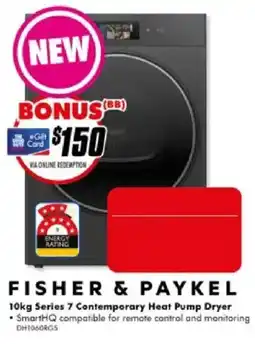 The Good Guys Fisher & Paykel 10kg Series 7 Contemporary Heat Pump Dryer offer