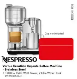 The Good Guys Nespresso Vertuo Creatista Capsule Coffee Machine - Stainless Steel offer