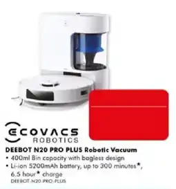 The Good Guys Ecovacs Robotics DEEBOT N20 PRO PLUS Robotic Vacuum offer