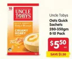 Spar Uncle Tobys Oats Quick Sachets offer
