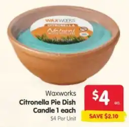 Spar Waxworks Citronella Pie Dish Candle offer
