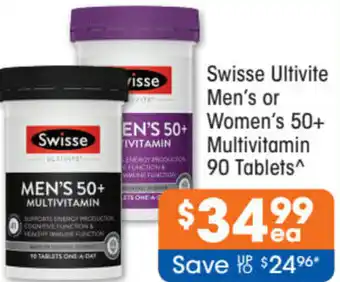 Good Price Pharmacy Swisse Ultimate Men's Or Women's 50+ Multivitamin 90 Tablets offer