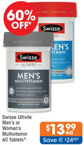 Good Price Pharmacy Swisse Ultimate Men's Or Women's Multivitamin 60 Tablets offer