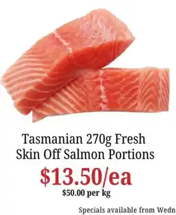 Farmer Jack's Tasmanian Skin Off Salmon Portions offer