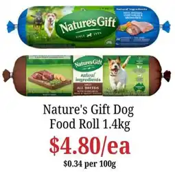 Farmer Jack's Nature's Gift Dog Food Roll offer