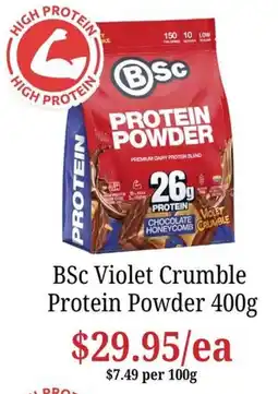 Farmer Jack's BSc Violet Crumble Protein Powder offer