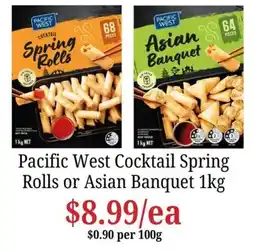 Farmer Jack's Pacific West Cocktail Spring Rolls or Asian Banquet offer