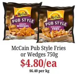 Farmer Jack's McCain Pub Style Fries or Wedges offer