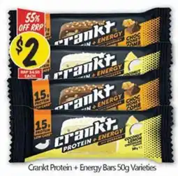 NQR Crankt Protein + Energy Bars 50g Varieties offer
