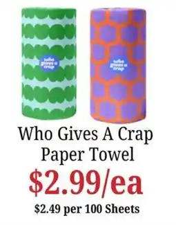 Farmer Jack's Who Gives A Crap Paper Towel offer
