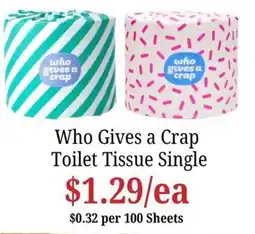 Farmer Jack's Who Gives a Crap Toilet Tissue Single offer