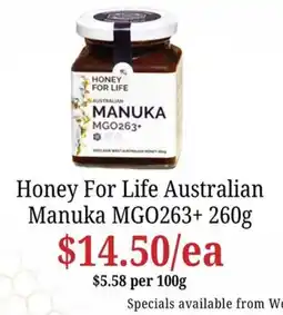 Farmer Jack's Honey For Life Australian Manuka MGO263+ offer
